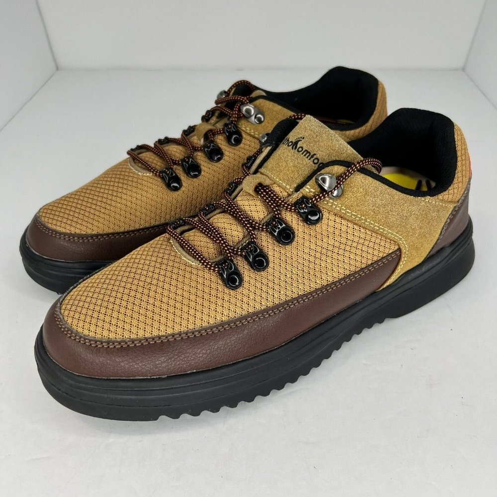 OrthoComfoot Mens 22JC03 Beige Brown Leather Suede Lace Up Size 43 Casual Shoes